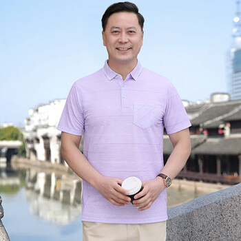guliningou2023冰丝短袖polo衫男爸爸夏中年夏装中老年宽松老爸半袖