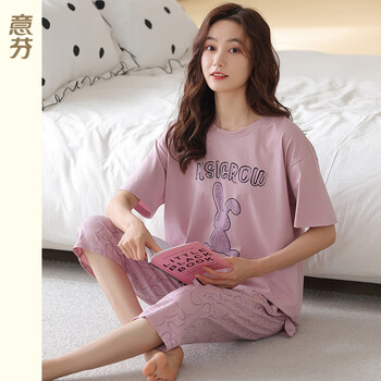 意芬(arachne)短袖睡衣女夏季七分裤女款甜美可爱家居服套装可外穿