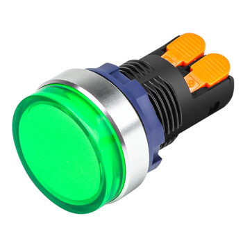 蓝波22mm电源工作指示灯9 24V平面球面发光LED塑料信号灯AD16圆形大面球形快接端子 塑料圆平头-绿光