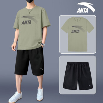 安踏(anta)安踏套装男士运动休闲服装官方夏季薄款短袖t恤短裤两件套