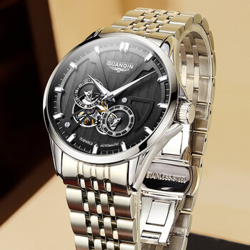 冠琴(guanqin)手表男士机械表全自动双面镂空透底瑞士品质夜光防水