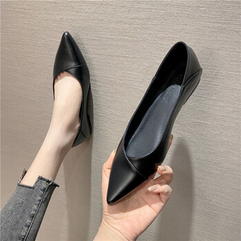 葛诺高铁乘务员鞋女平跟黑色平底鞋女上班久站职业工作鞋通勤软底软皮