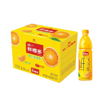 统一 鲜橙多 450ml*15瓶 整箱装 橙汁饮料（新老包装随机发货）