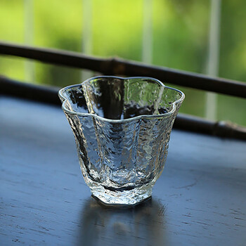 生泰号 功夫茶杯单个锤纹玻璃杯喝茶品茗杯水晶小茶杯锤目纹磨砂透明