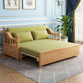 yingchao全实木沙发床两用现代客厅小户型推拉沙发椅多功能懒人折叠