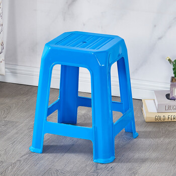 加高塑料凳子加厚家用成人大方凳叠放餐饮凳彩色儿童矮凳椅子43cm蓝色