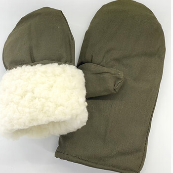 工地干活用的手套 冬季棉巴掌手套棉布加绒棉手套劳保保暖手套五指