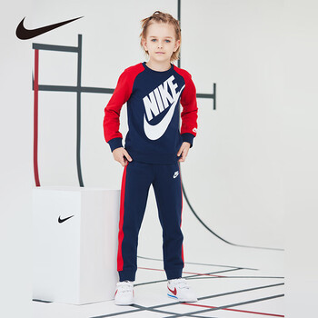 耐克(nike)童装儿童舒适套装秋季男女小童宝宝套头卫衣休闲裤两件套