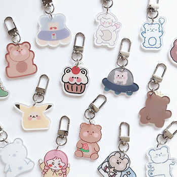 韩国ins小熊钥匙扣少女心卡通可爱包包挂件airpods耳机套挂链青蛙头