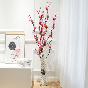 墨斗鱼花瓶花艺 墨斗鱼仿真花套装0291红色假花叶脉干花花束客厅摆件高仿真花落地花瓶装饰摆件编织大花瓶套装室内装饰品酒柜 行情报价价格评测 京东