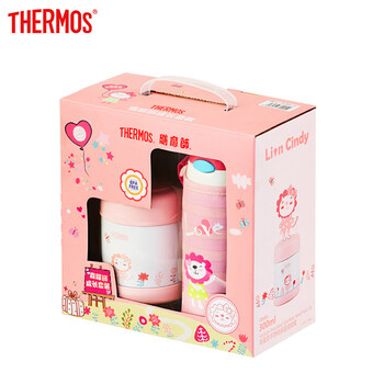 膳魔师THERMOS 儿童保温杯吸管杯宝宝学饮杯便携防漏不锈钢水杯成长套装 FFI-403L+F3003L PK