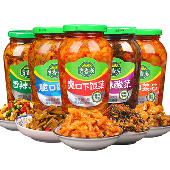 下饭菜426g3瓶装香辣三丝酸菜豇豆角爽口下饭小菜榨菜开味酸菜426gg3