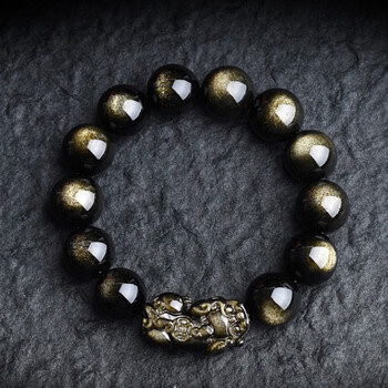 qsq双金眼金曜石貔貅手链财富霸气男猫眼石七夕情人节礼物送男女朋友