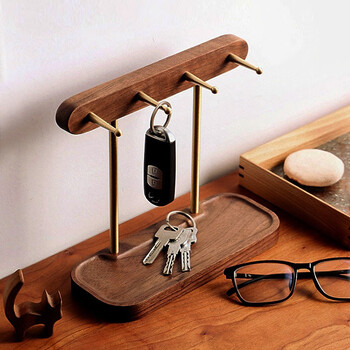 挂架收纳架玄关桌面办公桌实木摆件客厅卧室木质收纳盒首饰架项链手链