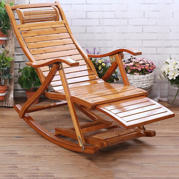 折叠躺椅成年人竹摇椅家用午睡椅凉椅老人休闲逍遥椅实木靠背椅单独