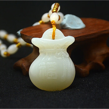 ktex和田玉福袋钱袋吊坠羊脂白玉钱布袋钱袋挂件玉坠男友女友佳品 友