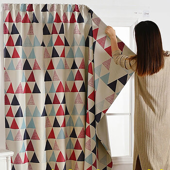 网红免打孔魔术贴遮光窗帘成品遮光布帘子小飘窗遮阳儿童宿舍卧室三角