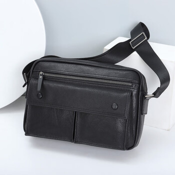 mospoke男士斜挎包户外小众邮差包休闲复古植鞣皮大容量单肩包男款