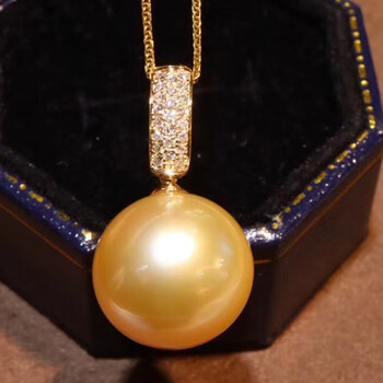 南洋半岛南洋金珍珠吊坠海水珍珠项链18k金镶嵌钻石轻奢名媛锁骨链送