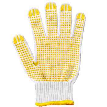 易美丽诺 劳保手套加厚耐磨棉纱线点塑涂胶手套防滑工地搬运工作防护