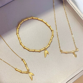 lil免税黄金节节高升手链项链18k黄金首饰久不掉色竹节项链手链竹节