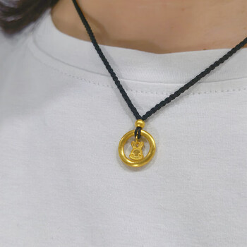 凯麒麟999足金生肖小兔子吊坠黄金项链平安扣素圈转运珠属足金兔兔