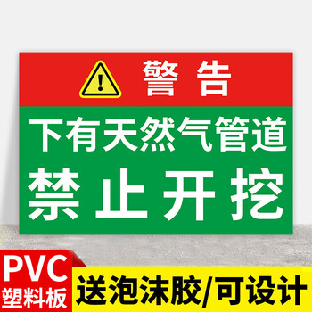 挂牌墙贴纸燃气设施重地警示牌提示牌pvc上墙宣 下有天然气管道(pvc板