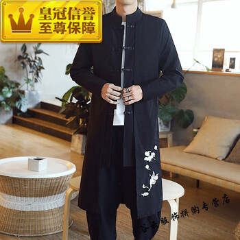 精选品质 念佛居士海青服唐装男青年汉服男古装冬季刺绣道袍中国风男装加厚男士风衣中长款fy107 M 图片价格品牌报价 京东