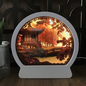 木质雕花夜灯中国风3d立体光影纸雕灯创意手工古风剪影纸艺夜灯礼品