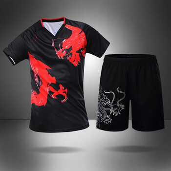 男国家队国乒比赛服装队服儿童球衣运动衣服龙纹印字205黑色女款xs