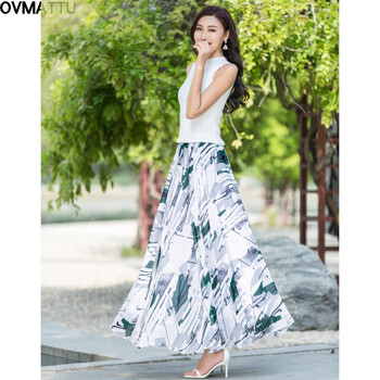 品牌新品女装夏天新款复古大摆半身长裙民族风加长拖地印花舞裙雪纺薄花色15 3xl 图片价格品牌报价 京东