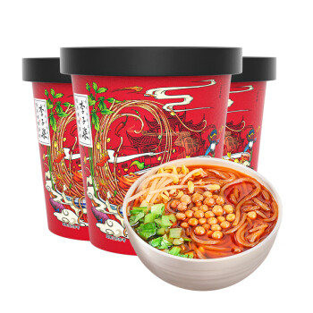 李子柒 薯你弹酸辣粉桶装 红薯粉 四川粉丝方便速食 食品252g*3桶