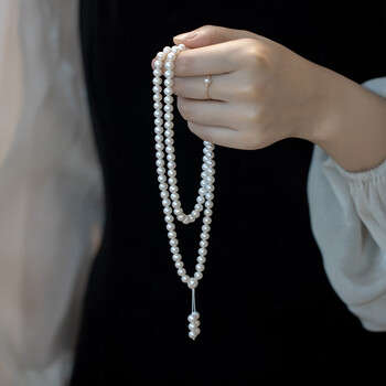 yjzq108颗珍珠多圈手链项链2023新款小众设计男女好运佛珠转运珠珍珠