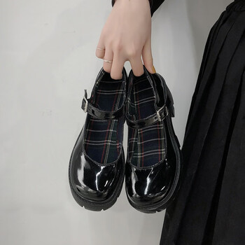 紫伦美日系小皮鞋女英伦风厚底增高大头鞋学院风洛丽塔学生配裙子漆皮