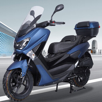 途整车踏板摩托 蓝色 顶配双碟刹 高挡风 usb 尾箱