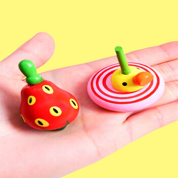 圆小米木质旋转小陀螺玩具新款儿童手动拧转男孩女孩手转解压创意怀旧