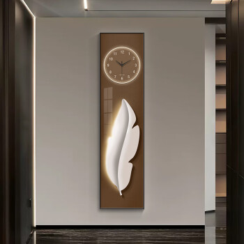 蓝迪莺现代简约玄关装饰画钟表挂钟客厅过道挂画细长条抽象几何艺术时钟 SXS1865 40*160*+晶瓷工艺