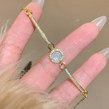 小米星高感银色圆形锆石手链女生手串闺蜜手链轻奢小众精致手绳手饰品