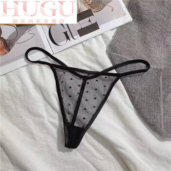 荣西图2条装透明一根线丁字裤性感女tba低腰比基尼底裤女纯黑色无斑点