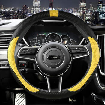 众泰t700sr7t600sr9大迈x7x5皮革方向盘套车内饰配件把套男圆形黑黄色