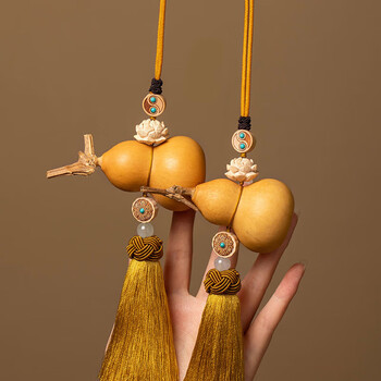 工马 天然葫芦挂件门对门门口大门对客厅卧室玄关金色流苏莲花财源