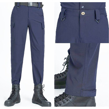 奥若文执勤裤弹性藏蓝藏蓝保安工作服速干衣裤子执勤黑色薄款透气弹力