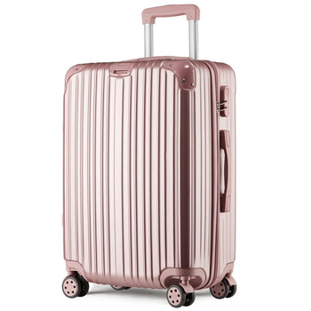 保罗行李箱男学生拉杆箱女士旅行箱铝框大容量箱子 玫瑰金拉链箱 14寸