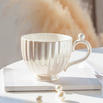 高楷泰珍珠早餐杯陶瓷杯子ins高颜值燕麦杯礼品马克杯批发创意水杯