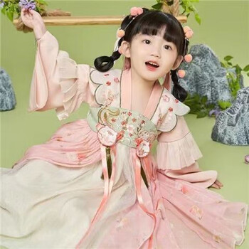 古代公主裙儿童古装古风表演仙女裙唐装中国风襦裙长袖小女孩春秋款