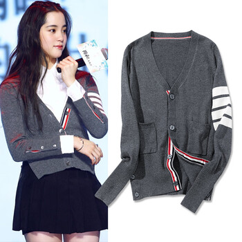 潮牌高端品质 酷奇 欧洲站2022春装明星同款经典tb针织开衫男女毛衣