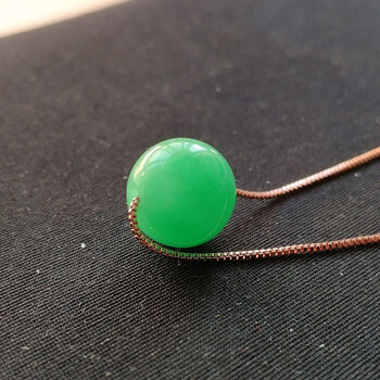 聪蝶缅甸翡翠圆珠路路通吊坠浅绿色转运珠子单颗苹果绿玉珠项链锁骨坠