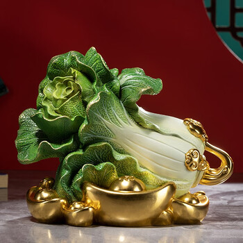 铜师傅全铜摆件如意百财家居饰品铜工艺品玉白菜摆件客厅开业乔迁礼品