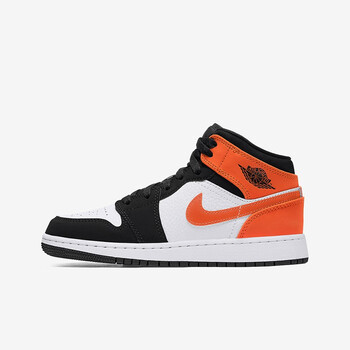 耐克 nike air jordan 1 mid aj1黑橙扣碎篮板男女款中帮 运动篮球鞋