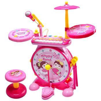 架子鼓玩具儿童初学者打鼓乐器1-3-6岁宝宝音乐电子琴男女孩 新版粉色